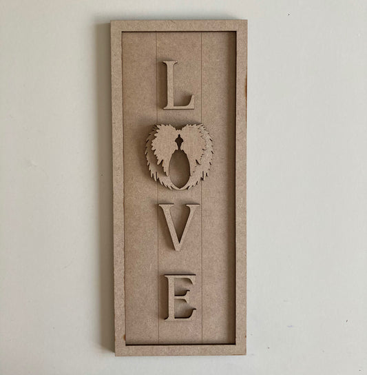 30cm Love - Cupid Wings Rectangle Sign