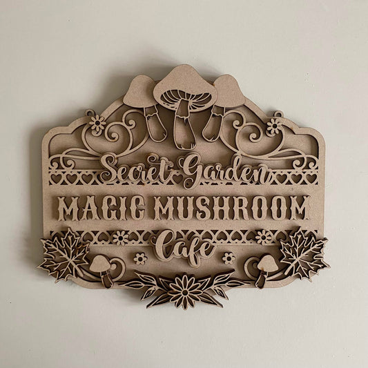 25cm Secret Garden Magic Mushroom Cafe Sign