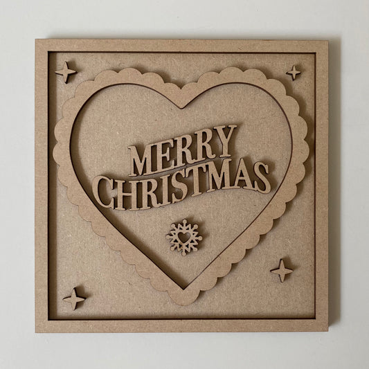 19cm Merry Christmas Scalloped Heart Sign