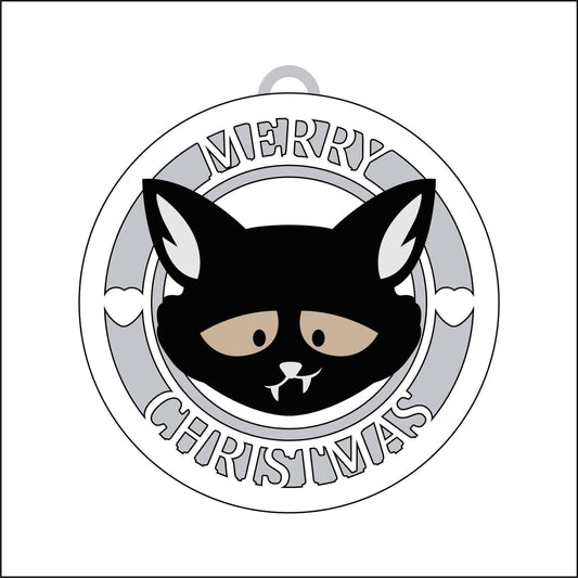 10cm Merry Christmas Cat Bauble