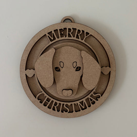 10cm Merry Christmas Sausage Dog Bauble