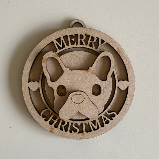 10cm Merry Christmas Frenchie Decoration