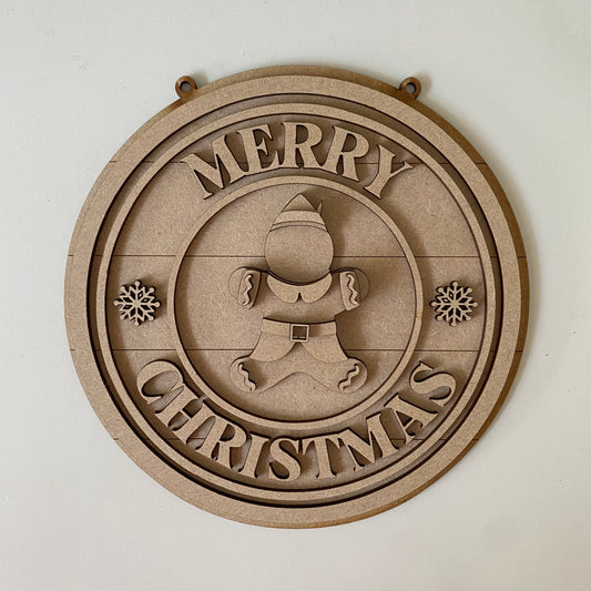 20cm Merry Christmas Gingerbread Elf Sign