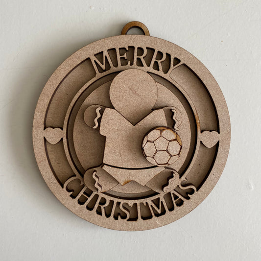 10cm Merry Christmas Gingerbread Footballer Bauble