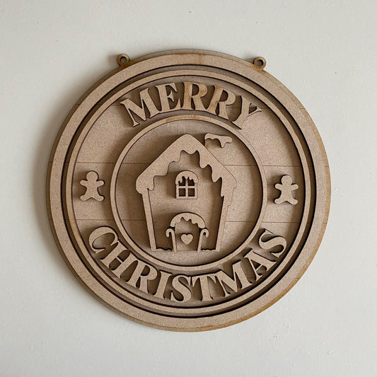 20cm Merry Christmas Gingerbread House Sign