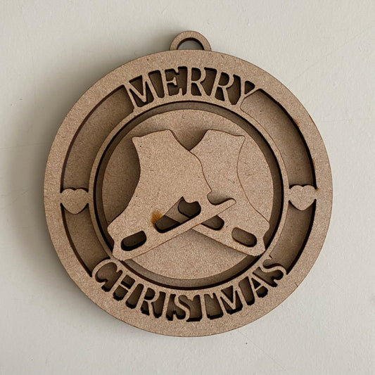 10cm Merry Christmas Ice Skates Bauble