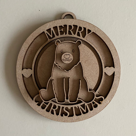 10cm Merry Christmas Polar Bear Bauble