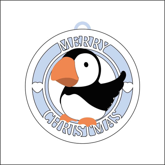 10cm Merry Christmas Puffin Bauble
