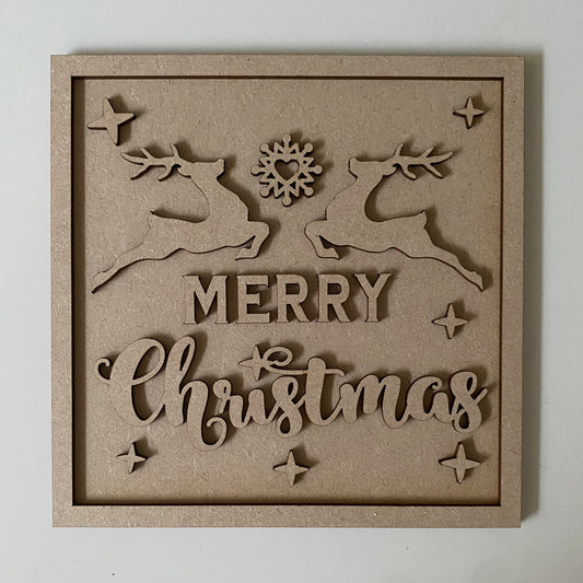 19cm Merry Christmas Reindeers Sign
