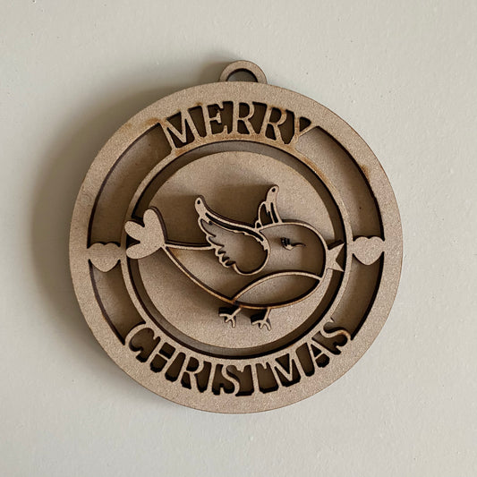 10cm Merry Christmas Robin Bauble