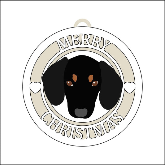 10cm Merry Christmas Sausage Dog Bauble