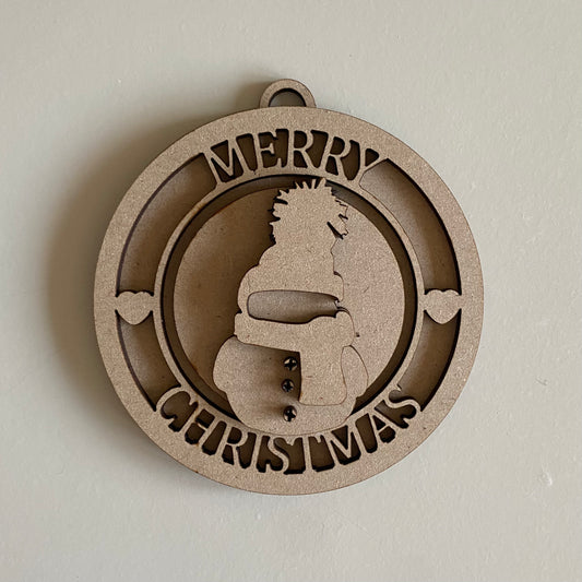 10cm Merry Christmas Snowman Bauble