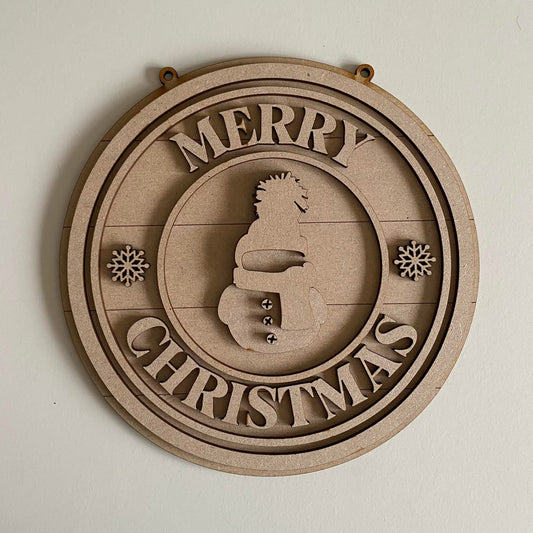 20cm Merry Christmas Snowman Sign