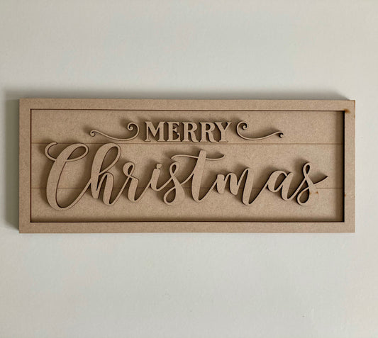 30cm Merry Christmas Rectangle Sign