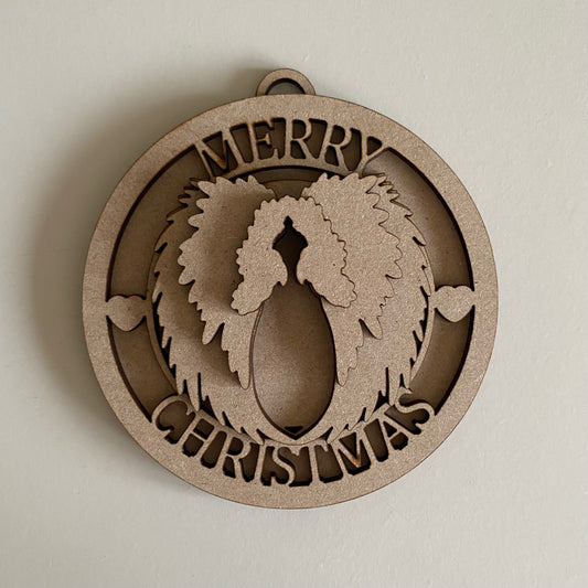 10cm Merry Christmas Angel Wings Bauble