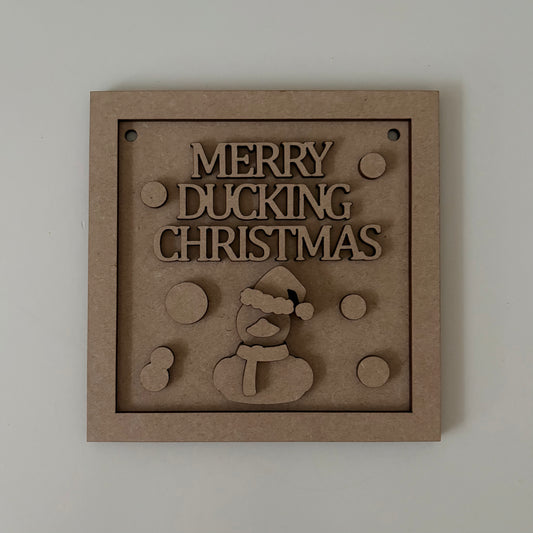 15cm Merry Ducking Christmas Sign