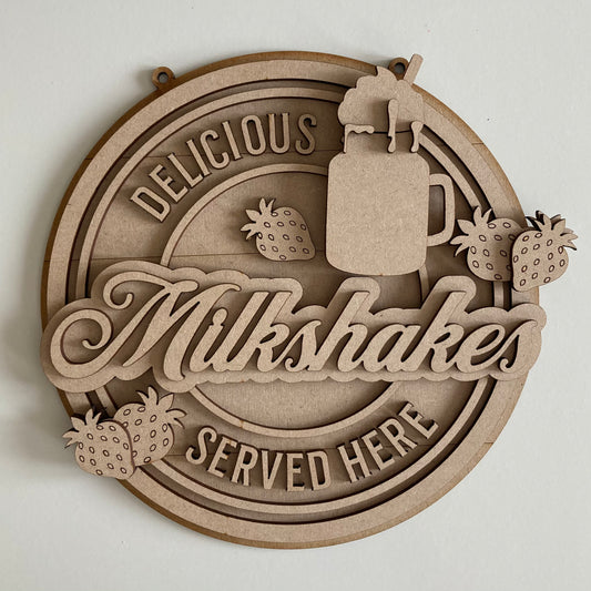 20cm Strawberry Milkshakes Sign