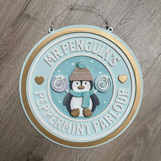 30cm Mr Penguin's Peppermint Parlour Sign