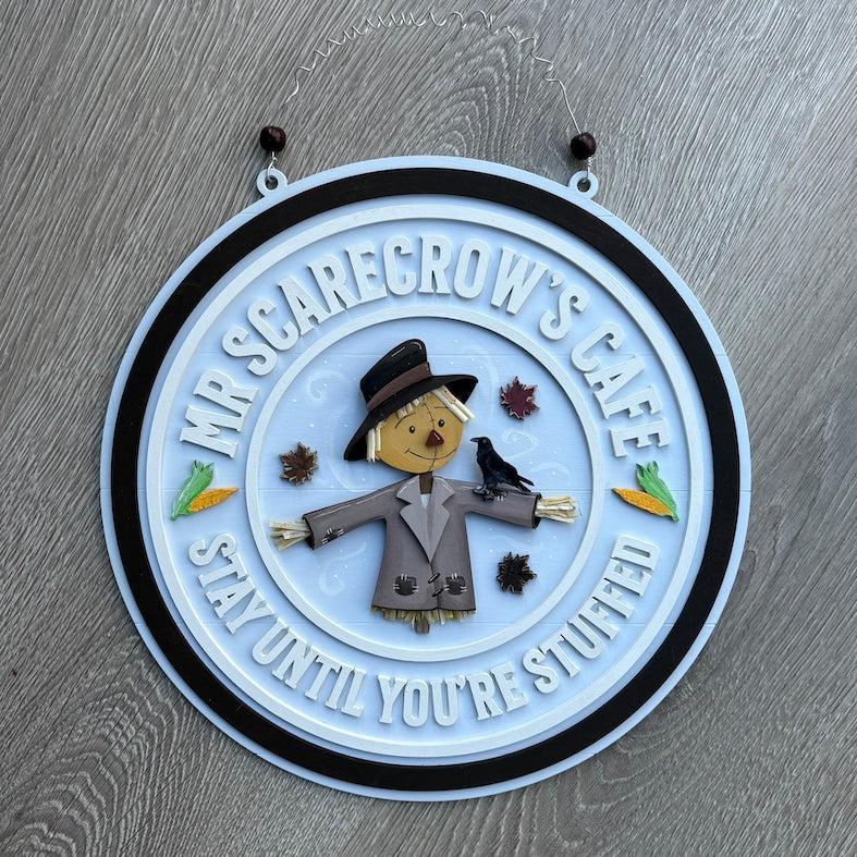 30cm Mr Scarecrow's Cafe Painted Sign