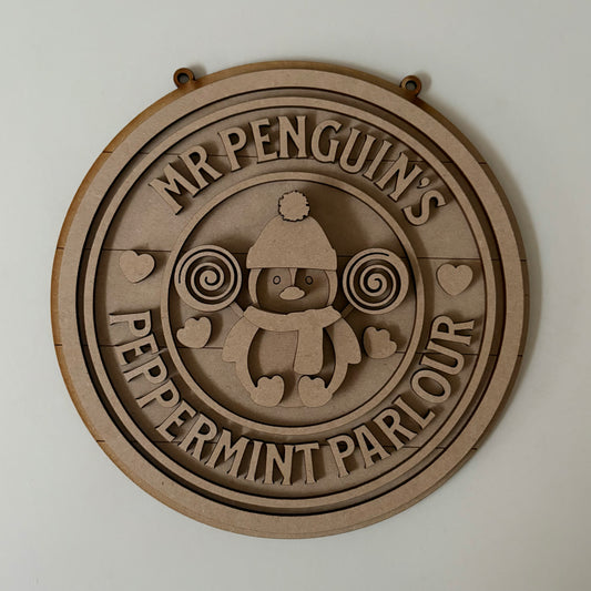 20cm Mr Penguin's Peppermint Parlour Sign