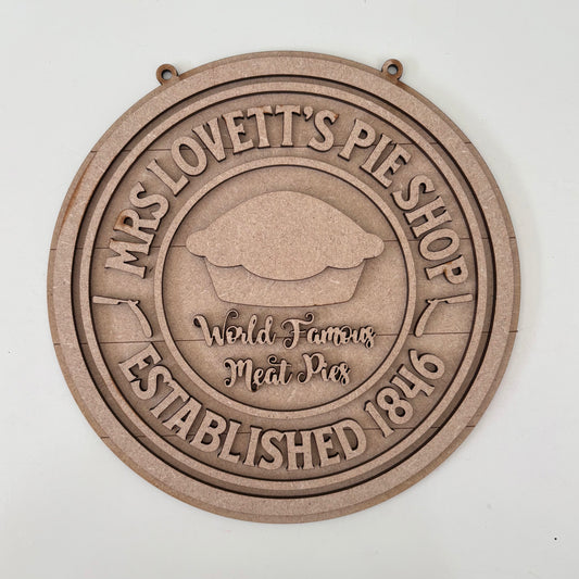 20cm Mrs Lovett's Pie Shop Sign