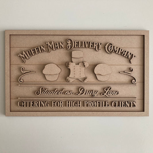 30cm Muffin Man Delivery Company Sign