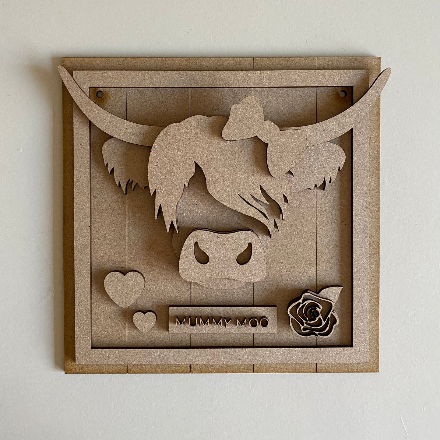 19cm Mummy Moo Highland Cow Sign
