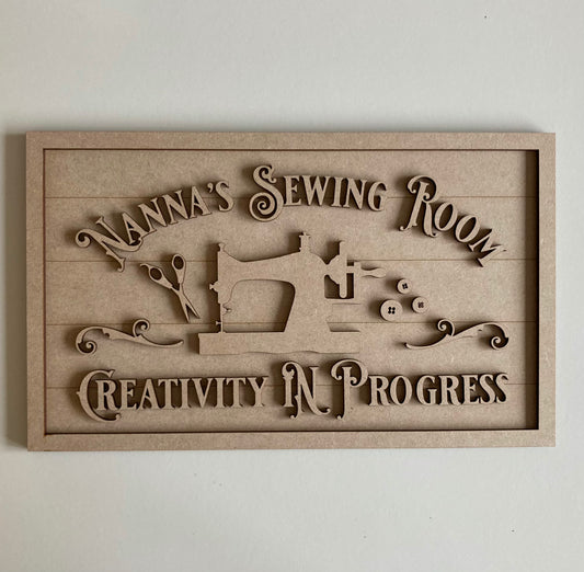 30cm Nanna's Sewing Room Sign