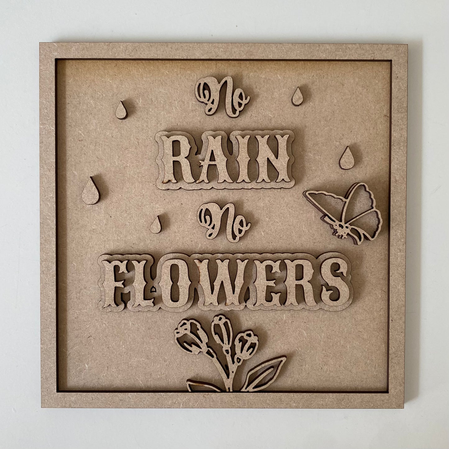 19cm No Rain No Flowers Sign