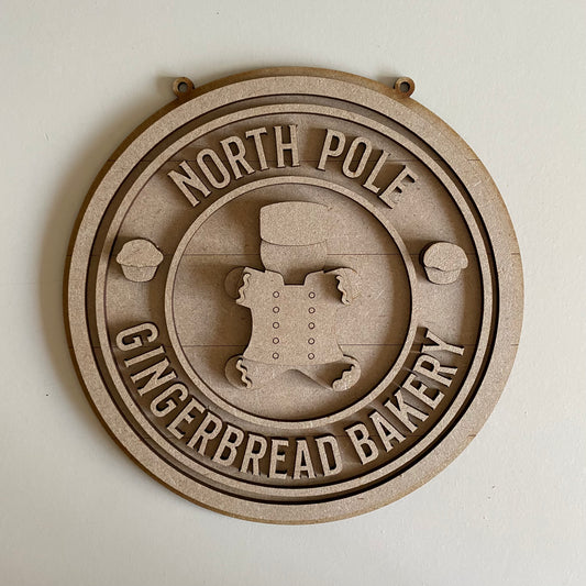20cm North Pole Gingerbread Bakery Sign