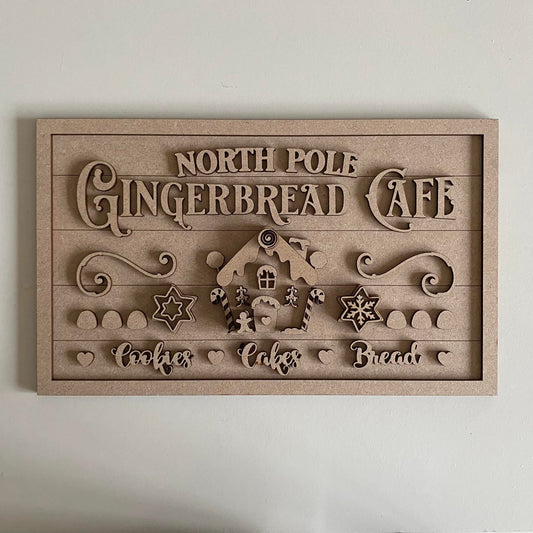 30cm North Pole Gingerbread Cafe Sign