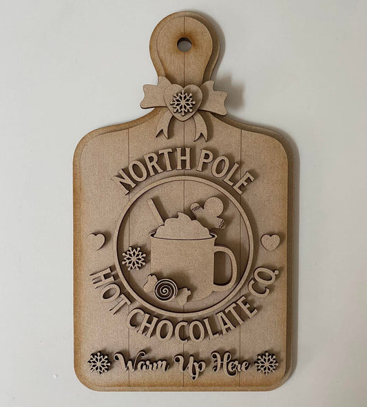 30cm North Pole Hot Chocolate Co Chopping Board