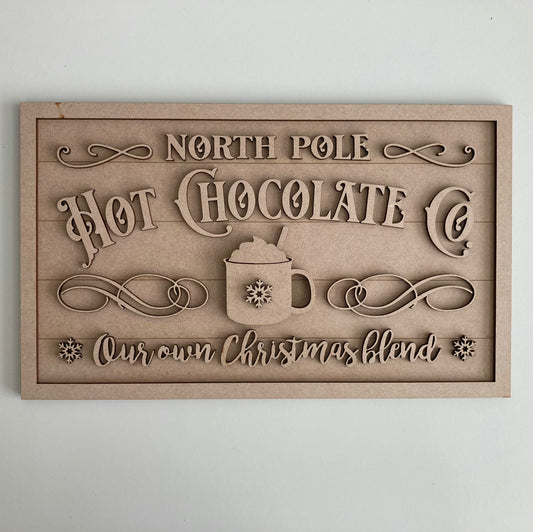 30cm North Pole Hot Chocolate Co. Sign