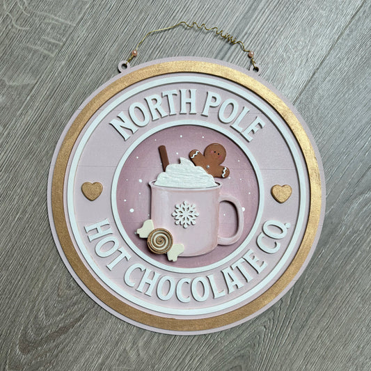 20cm Hand-Painted North Pole Hot Chocolate Co Sign