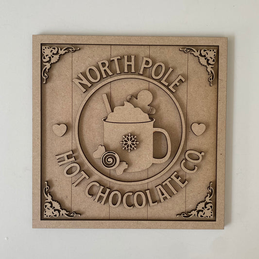 19cm North Pole Hot Chocolate Co Sign