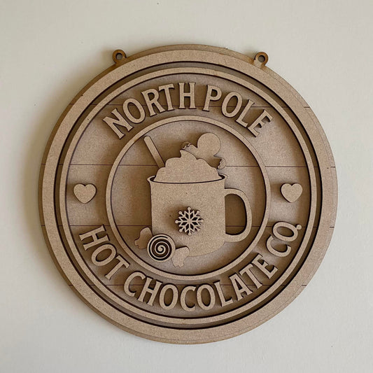 20cm North Pole Hot Chocolate Co Sign