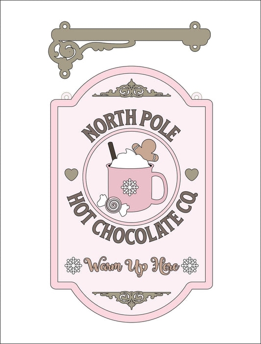 25cm North Pole Hot Chocolate Co Hanging Sign