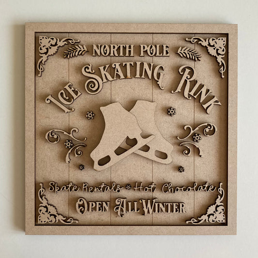 19cm North Pole Ice Skating Rink Sign