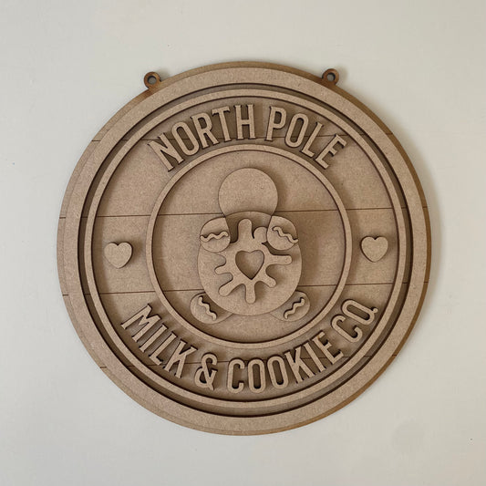 20cm North Pole Milk & Cookie Co Sign