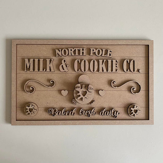 30cm North Pole Milk & Cookie Co. Sign