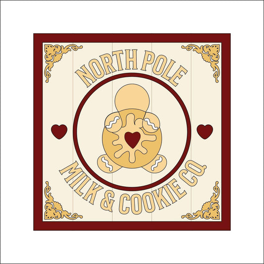 19cm North Pole Milk & Cookie Co Sign