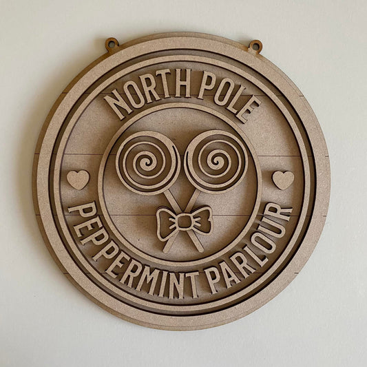 20cm North Pole Peppermint Parlour Sign
