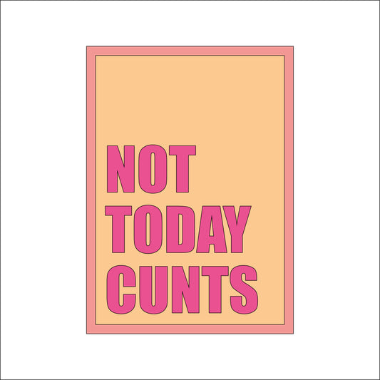 25cm Not Today Cunts Sign