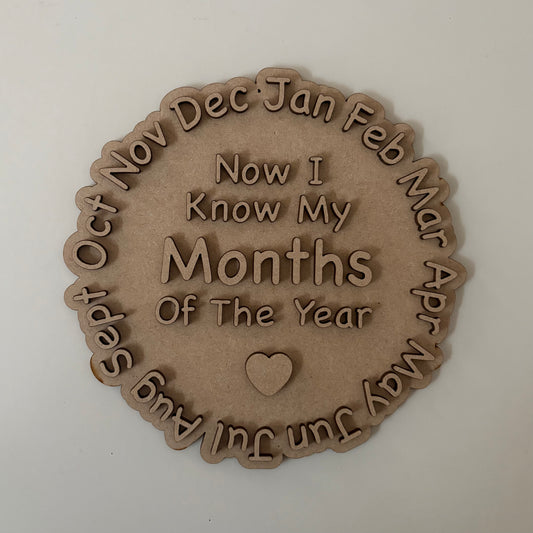 20cm Now I Know The Months Of The Year Sign