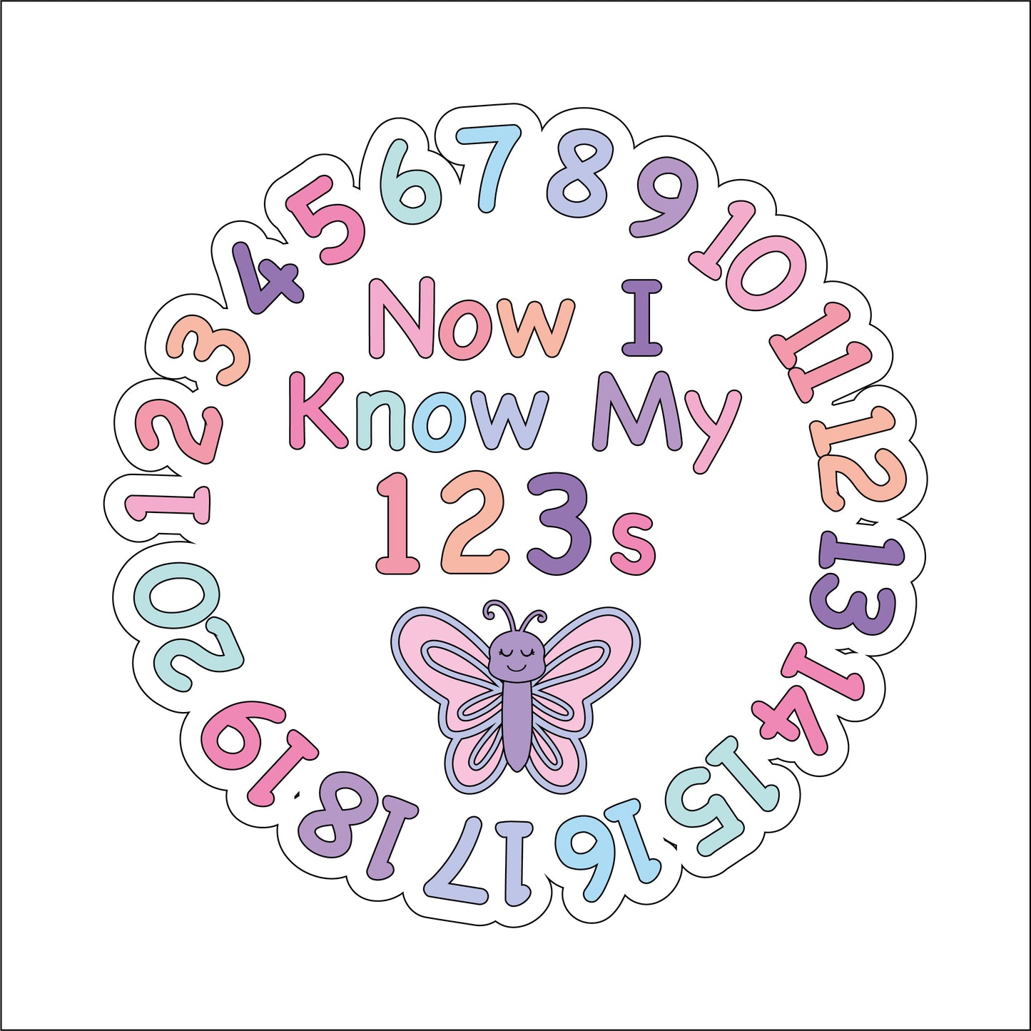20cm Numbers Butterfly Sign