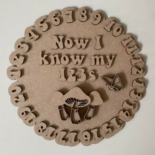 20cm Numbers Toadstools Sign