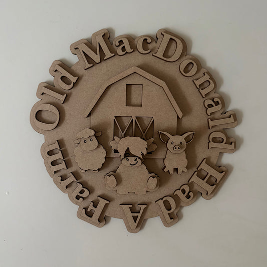20cm Old MacDonald Had A Farm Sign