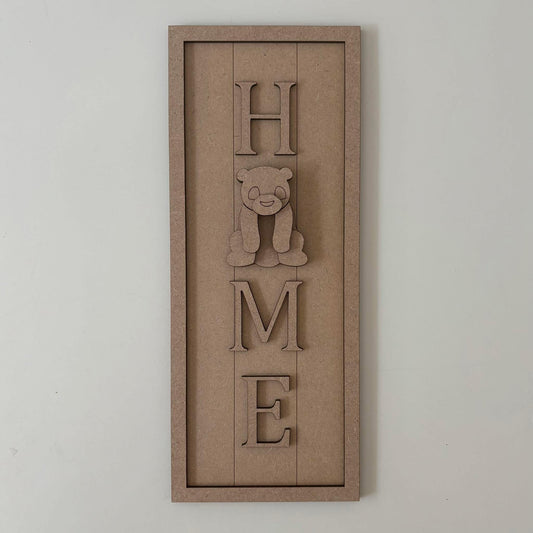 30cm Home Panda Rectangle Sign