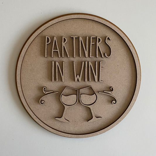 20cm Partners in Wine Sign