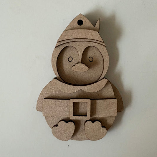 10cm Penguin Elf Bauble